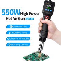 FNIRSI SAG-55 Soldering Heat Gun 550W Digital Hot Air Gun PID Precision Temperature Control Welding Repair Tools with Stand