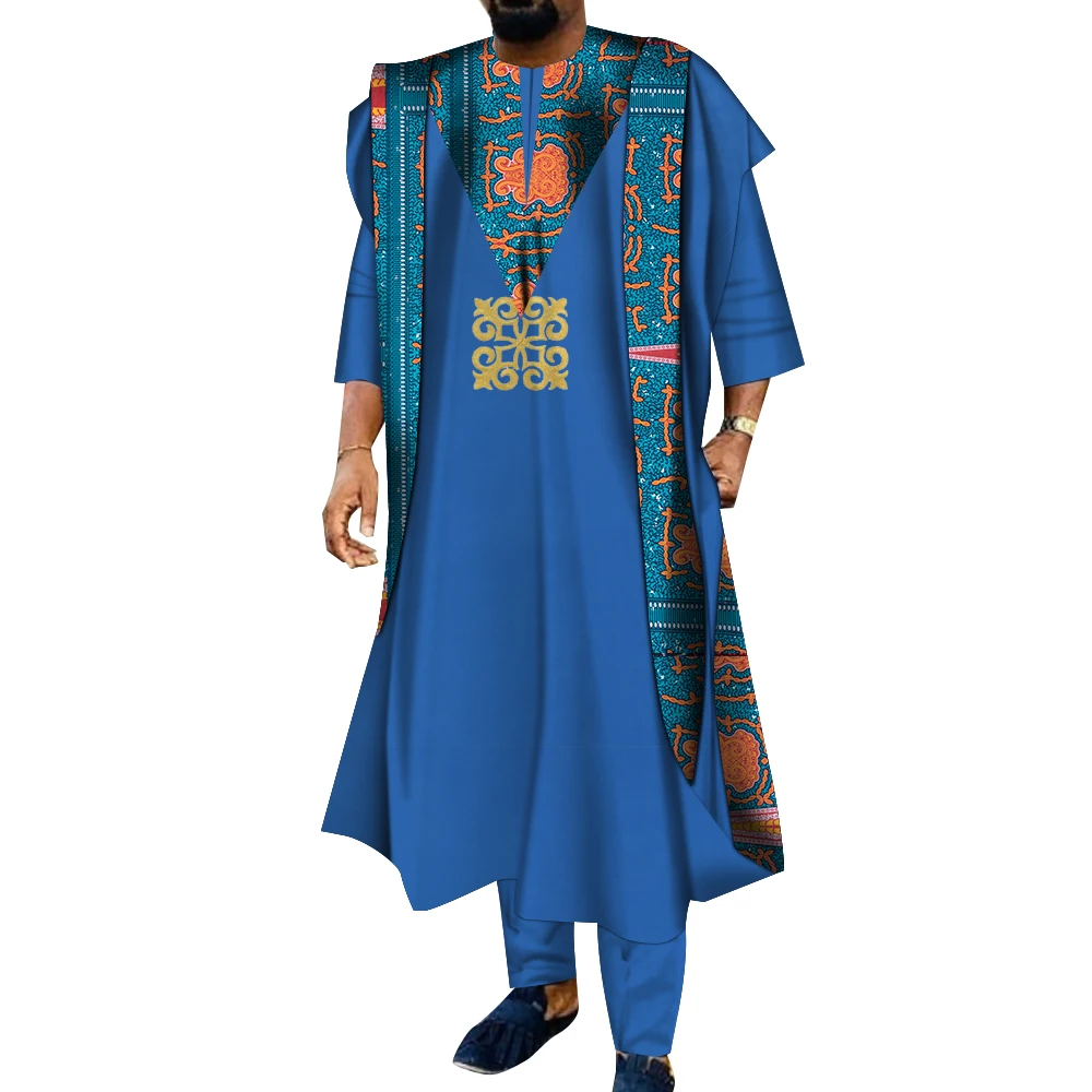 Ropa africana para hombres, camisas Dashiki, pantalones Ankara, conjunto de 3 piezas, trajes de noche de boda, traje de Bata, ropa tradicional,