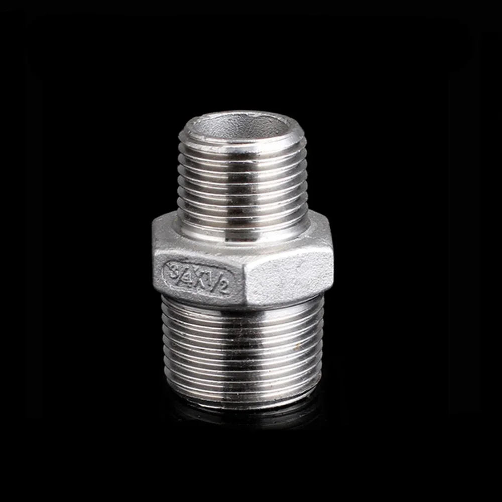 1/8" 1/4" 3/8" 1/2" 3/4" 1" 2" 3" 4" BSP NPT Male Reducer Hex Nipple 304 Stainless Steel Pipe Fitting Connector Coupler Adapter