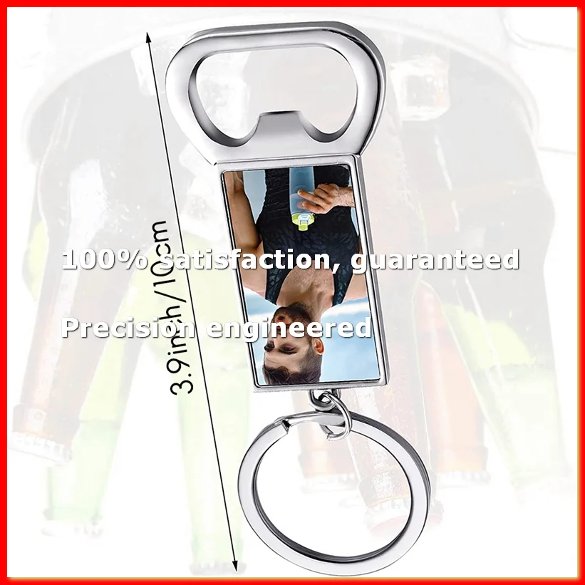 10Pcs Sublimation Blanks Keychains Blank Metal Bottle Opener Key Rings Rectangle Heat Transfer Sublimation Keychains-A79M