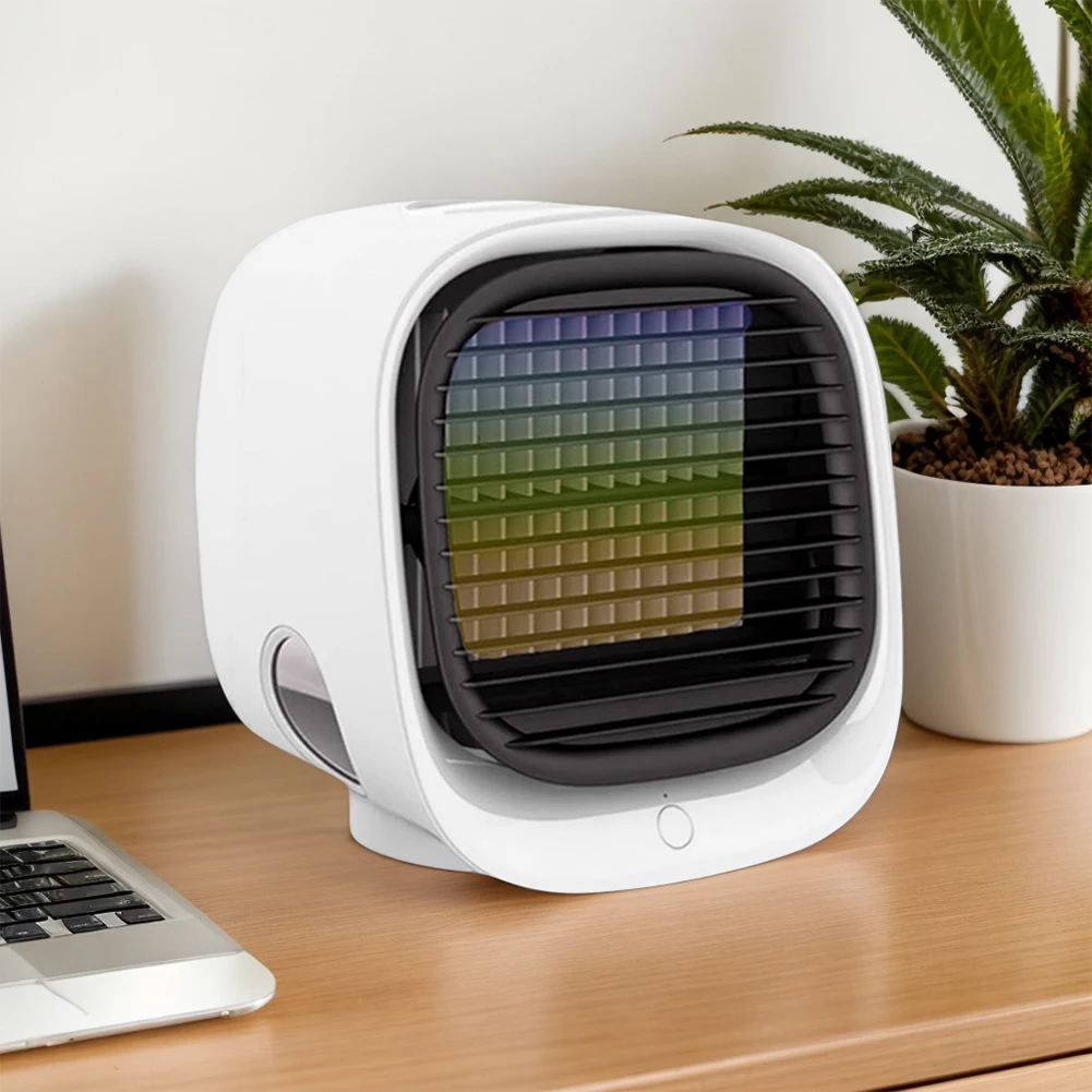 مروحة سطح المكتب 3 سرعات قابلة للتعديل ومروحة مكتب تبريد هادئة ومكيف هواء مع ضوء ليلي لسطح المكتب وغرفة النوم