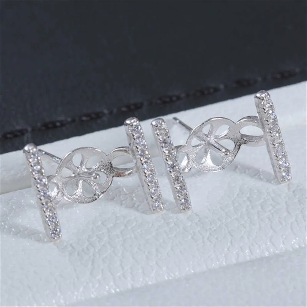 S925 Sterling Silver Pearl Earring Settings DIY Jewelry Making Supplies Blank Earring Posts for Handcrafted Accessories No Pearl
