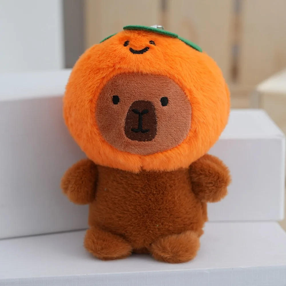 PP Cotton Plush Capybara Keychain Simulated Smile Fruit Hat Capybara Pendant Strawberry Stuffed Doll Cartoon Animal Key Ring