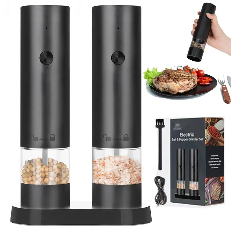Electric Pepper Grinder Usb Charge Pepper Grinding Household Kitchen Freshly Ground Seasoning Sea Salt Black Pepper Mills Bottle