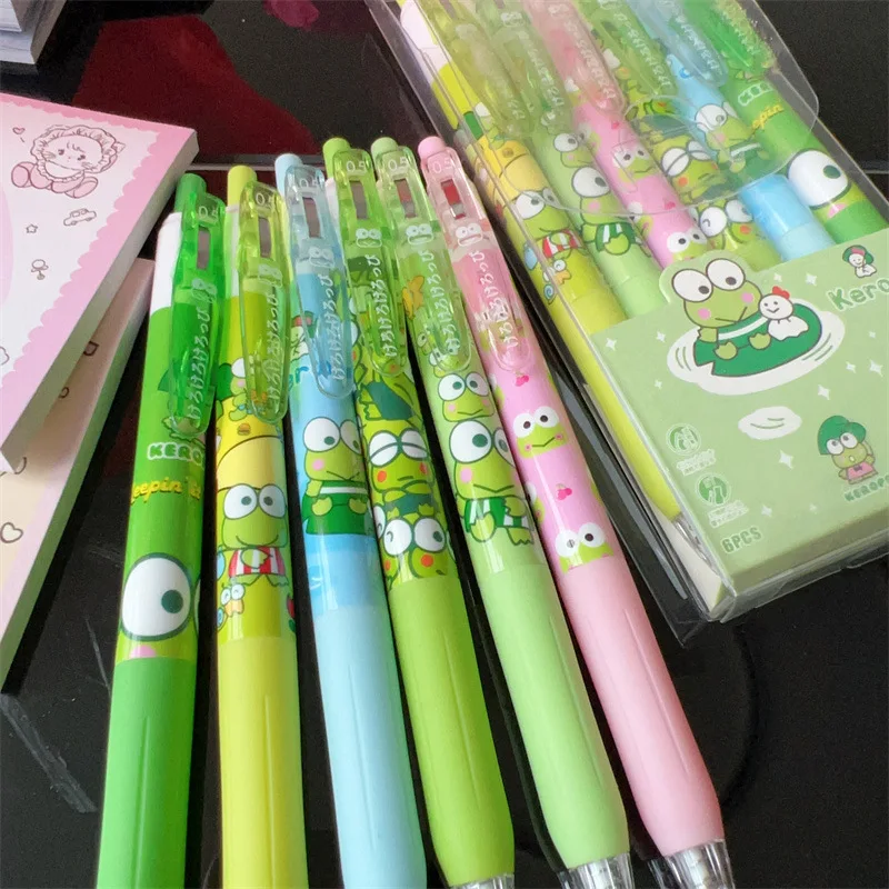 6pcs Set Cute Frog Pens ST Nib Black Ink School Supplies Kawaii Gel Pens Japanese Stationery Aesthetic Pens Back To School