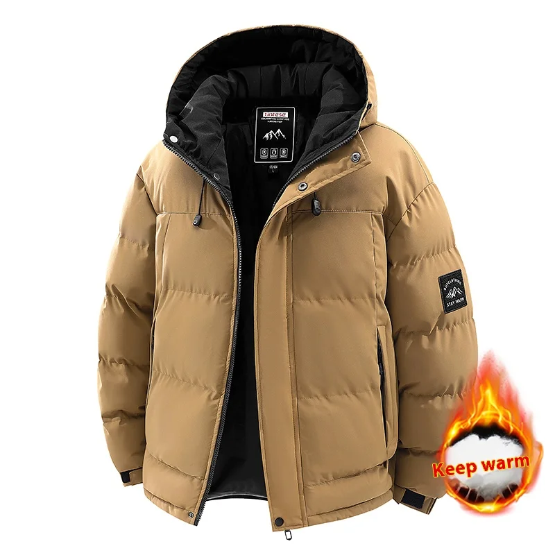 

Winter Men Waterproof Windproof Casual Jacket Mens Puffer Hooded Fashion Jacket Man Outdoor Loose Thick Jacket Windbreaker Parka