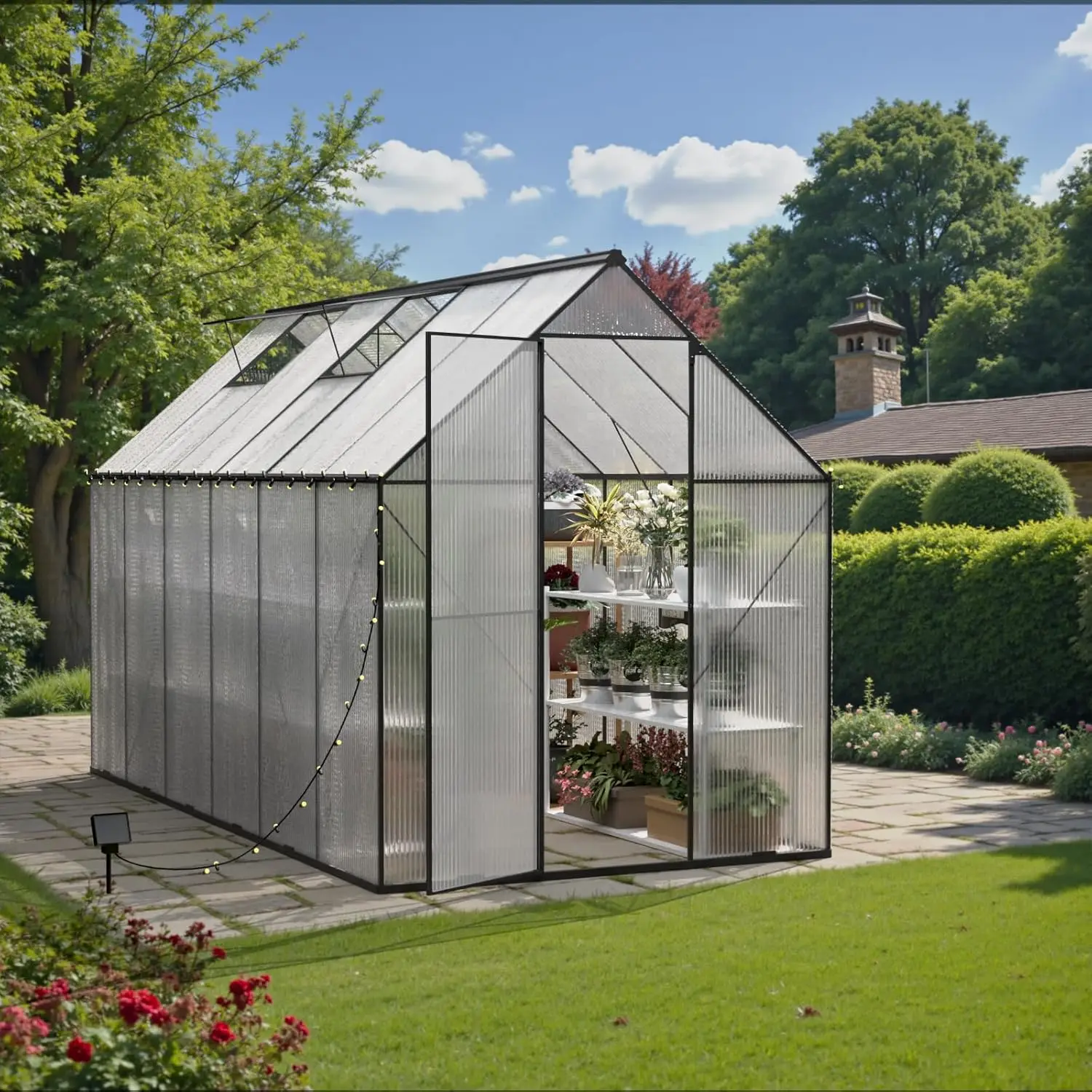 6X12 Ft Greenhouse For Outdoor, Green House For Outside, Heavy Duty Polycarbonate Greenhouse, Large Walk-In Garden Greenhouse,