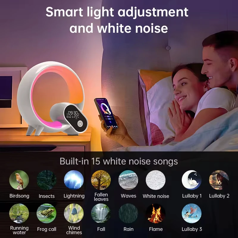 2024 New Smart Bluetooth Desktop Atmosphere Light 14 Lights Settings Can Be Changed According to Sound Lights Home Wake-up Light