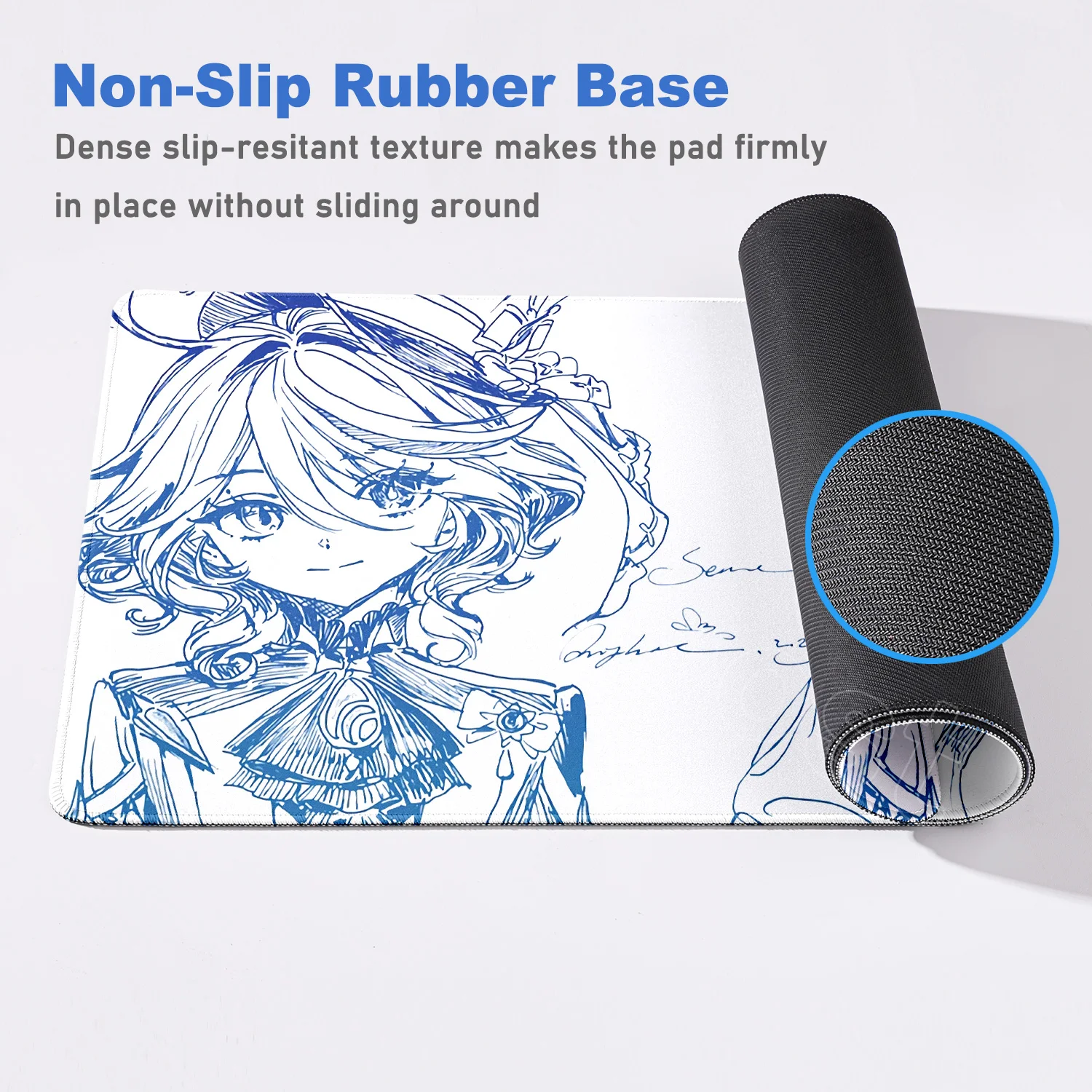 خط الرسم Genshin تأثير Furina Focalors ماوس الفن تصميم الكمبيوتر المحمول ألعاب الفئران حصيرة عدم الانزلاق المطاط ماوس الوسادة XXL حصيرة مكتبية