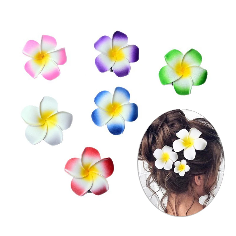 5PCS 4-9CM Hibiscus Hair Clip – Floral Side Clip for Beach Vacation & Tropical Styling