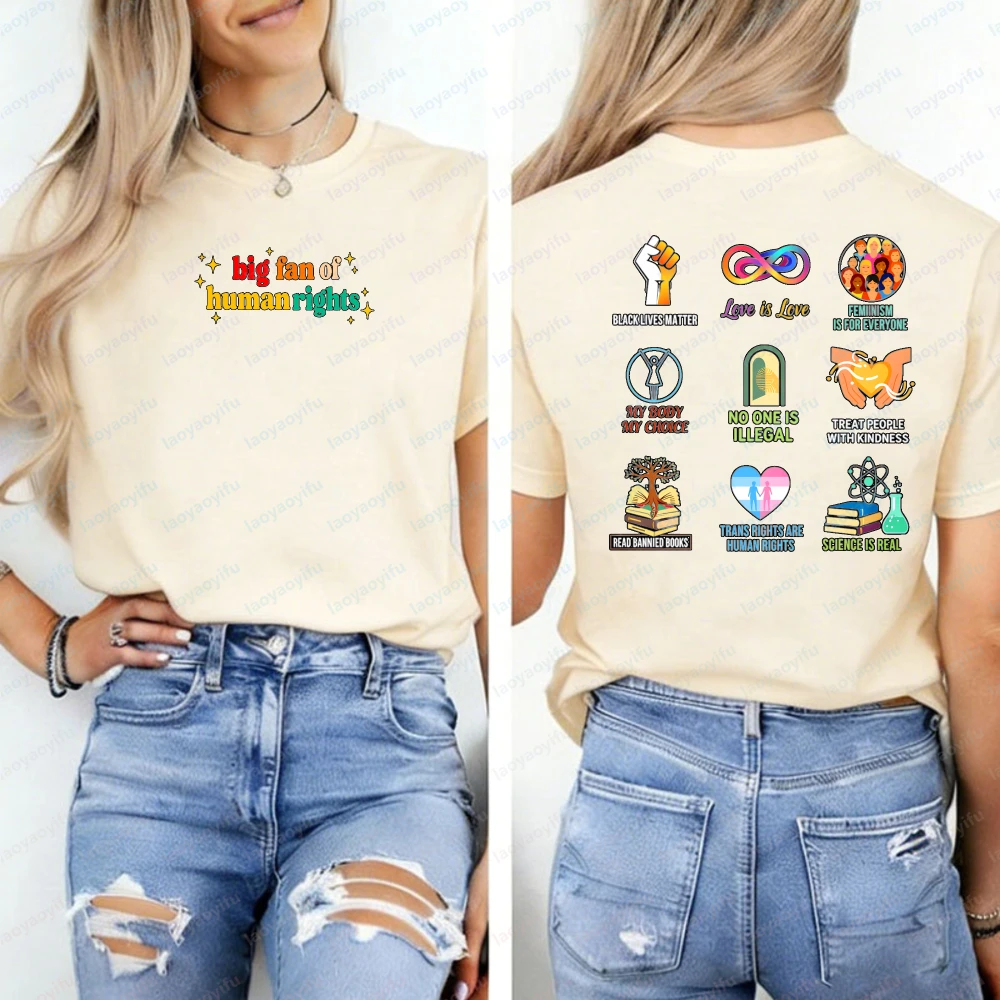 Big Fan of Human Rights Sweatshirt Equality Human Rights Tee Social Justice Gift for Activist Tshirt Rainbow LGBT Tee Gothic Top