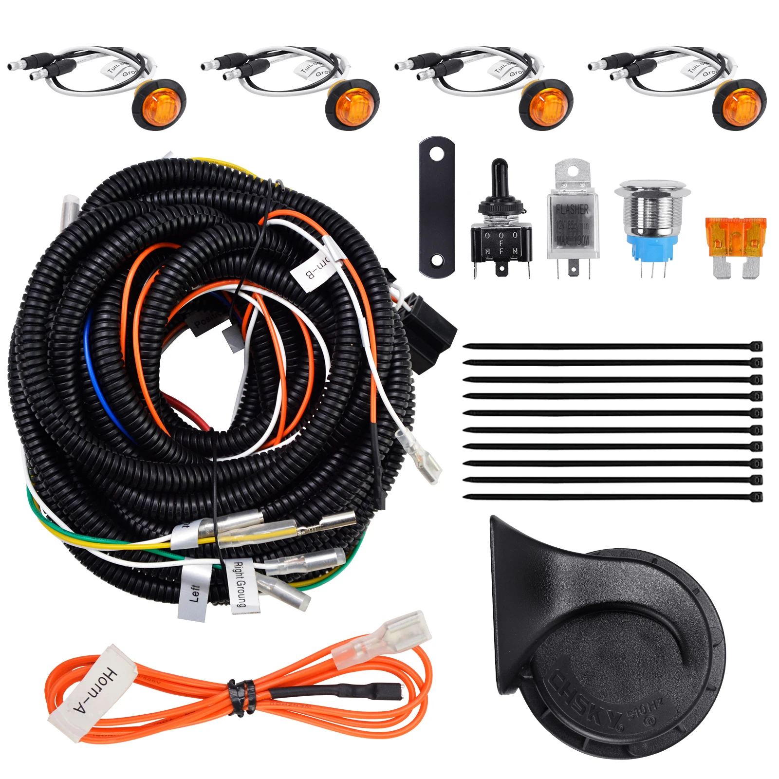 UTV/ATV Turn Signal Kit Street Legal Kit with Switch Horn For Polaris Can-Am Kawasaki John Deere Golf Cart Arctic Cat CFMOTO