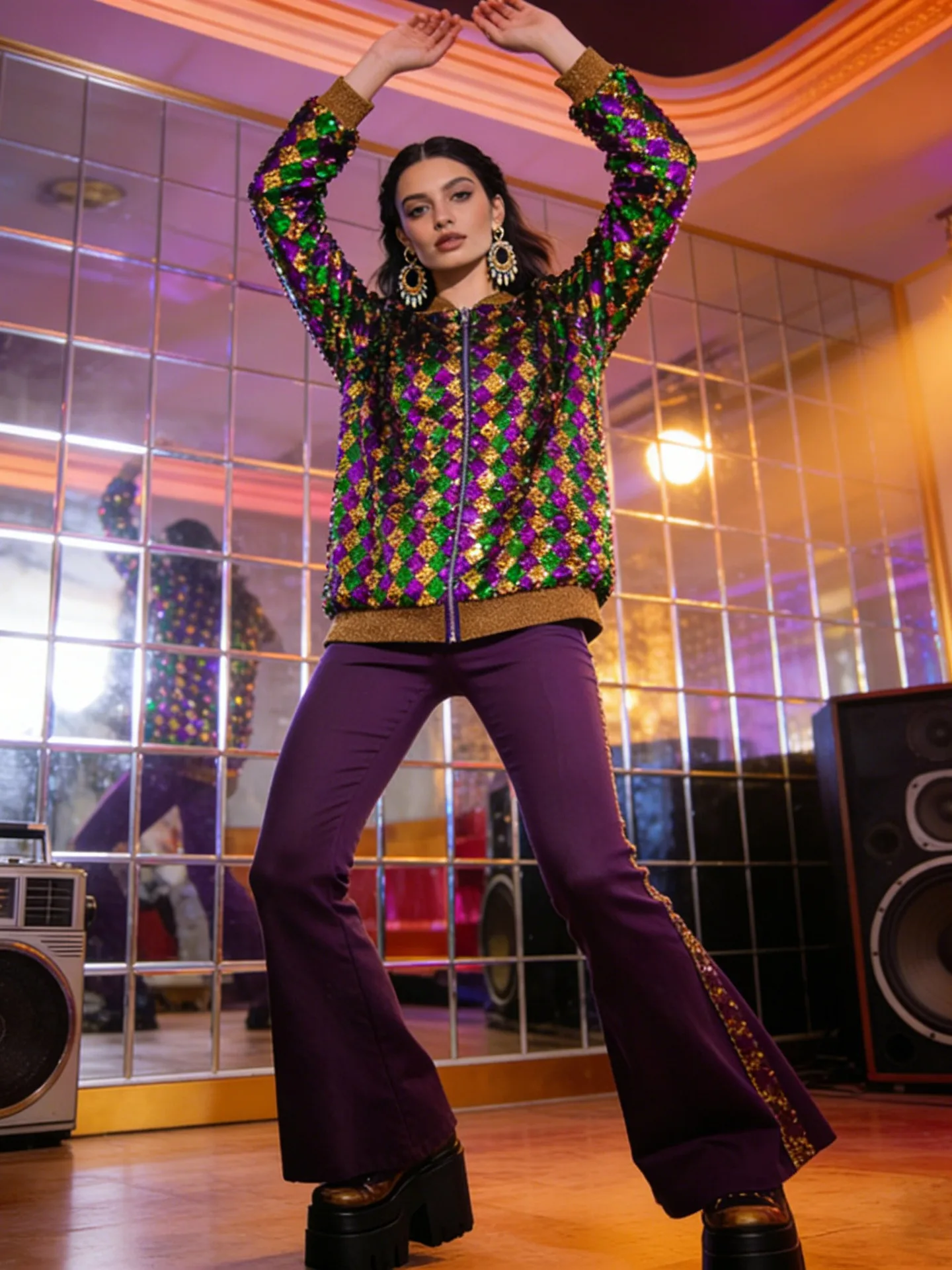 

Disco Retro Jazz Dance Costume Women's loween Sparkling Clothing Festival Cross-Border Faionable Stage Performance Outfit