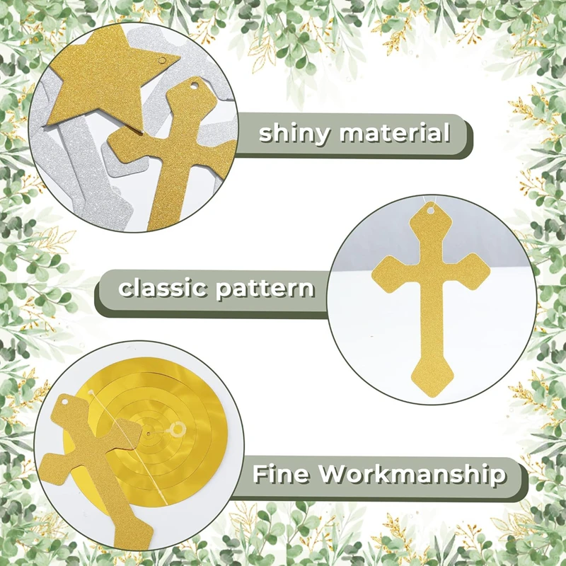 6/12 قطعة بالتواصل الأول معلقة الدوامات الصليب والسلام حمامة راية المعمودية الديكور للبنين بنات استحمام الطفل ديكور الحفلات