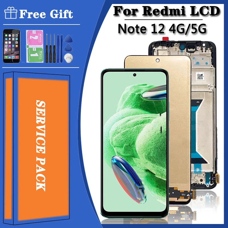 

6.67“ AMOLED for Xiaomi Redmi Note 12 4G 23021RAAEG lcd display screen digitizer Assembly for Redmi Note12 22111317 LCD Frame