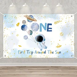 First trip around the Sun Birthday background Outer Space First birthday party decoration Galaxy theme Solar System