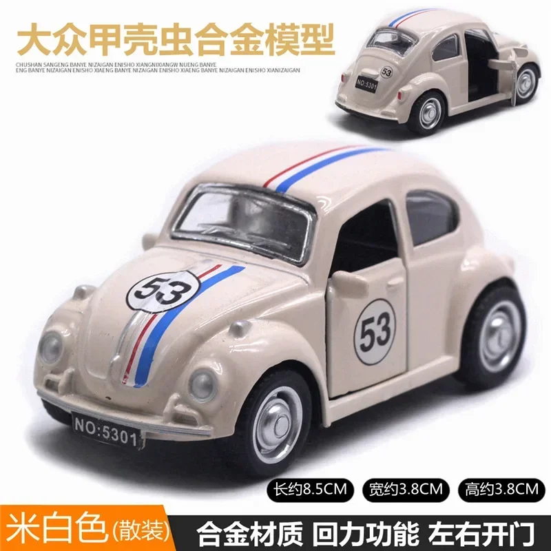 Volkswagen Beetle-Modell aus Legierung im Maßstab 1:43, Automodell zum Öffnen der Tür, Kuchendekoration, Geschenksammlung für Kinder