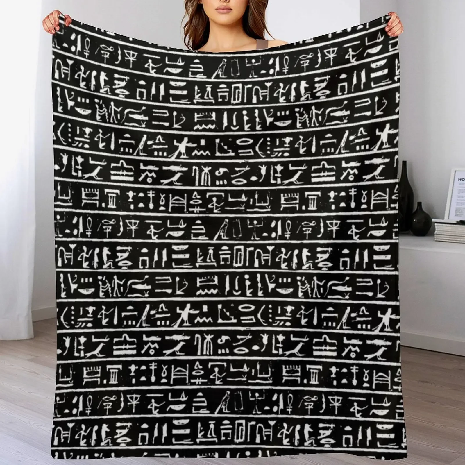 

Egyptian Hieroglyphics // Black Throw Blanket Extra Large Throw For Baby blankets ands Luxury Throw Blankets