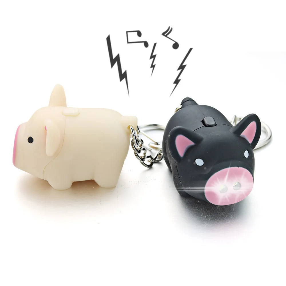 1Pc Cartoon Pig Led Keychains with Sound Flashlight Creative Kids Toys Key Rings Chians Jewelry Child Gift K380