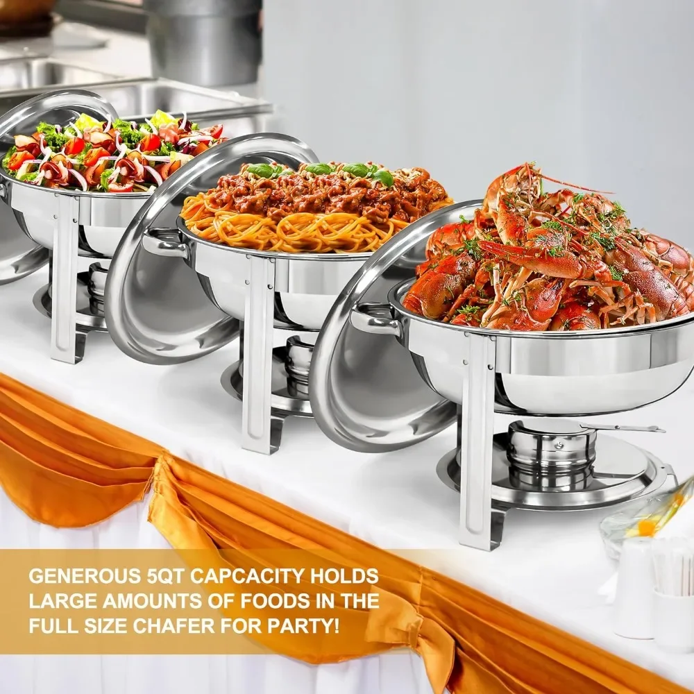 Nova Microdermabrasion Chafing Dish Buffet Set of 4, 5QT Stainless Steel Chafing Dishes for Buffet Food Warmer for Parties