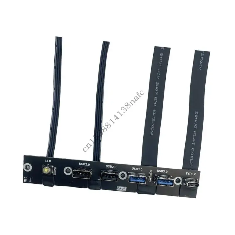 594F Computer Front Expansion Bracket 5 USB Port 20G Type C LED Control Switches