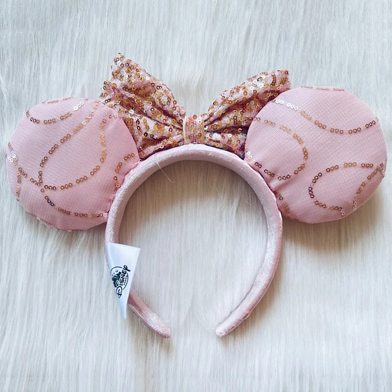 Disney “BEST DAY EVER” Mickey Pink Headband Adults/Child Disneyland Blue Sequin Bow Women Minnie Ear