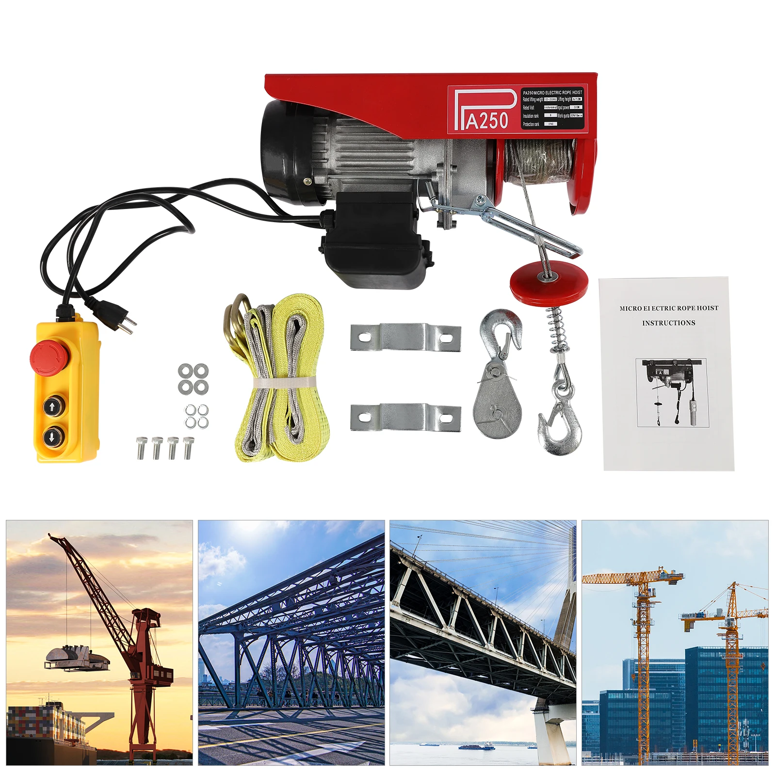 

[Электрическая лебедка] Электрическая лебедка 551 фунтов, 110 В — углеродистая сталь — для заводского склада — мощный и долговечный