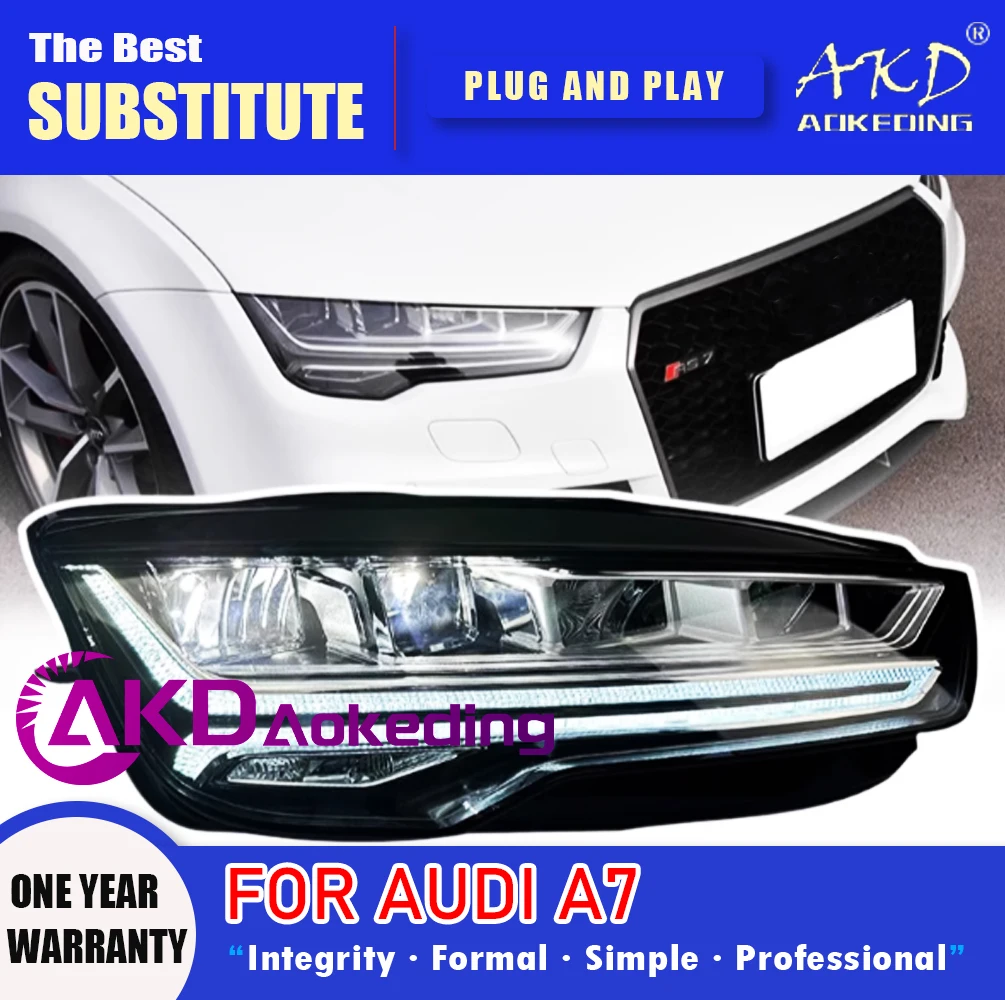 

Налобный фонарь AKD для Audi A7 светодиодный, фары 2011-2018, фары A7 S7 DRL, сигнал поворота, фары дальнего света, объектив проектора Angel Eye