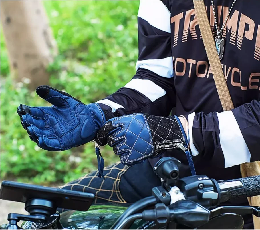 

Uglybros Vintage Motorcycle Gloves Genuine Leather Motorbike Road Racing Glove Retro Men Protective Gears Touch Screen