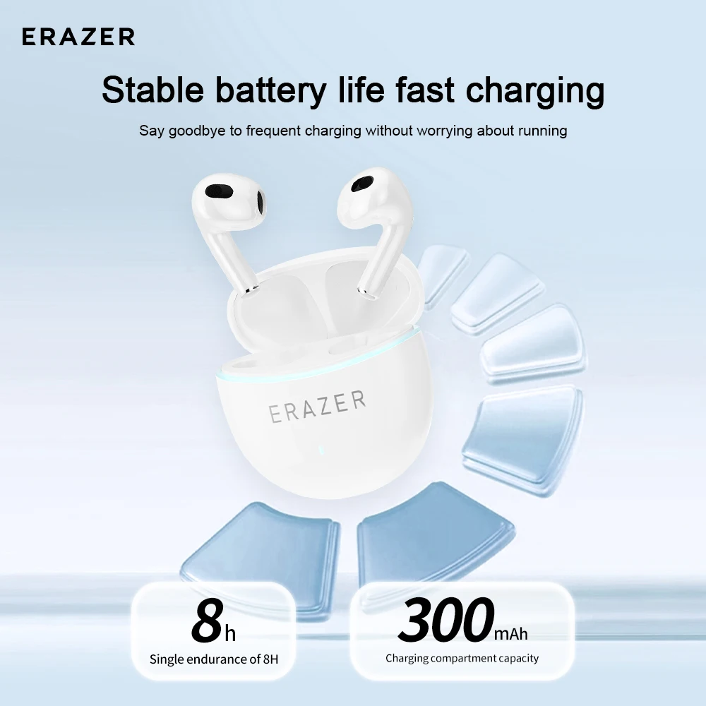 ERAZER-HT68 Беспроводные полувкладыши Bluetooth 5,4 Быстрое подключение Интеллектуальные наушники с шумоподавлением Удобно носить