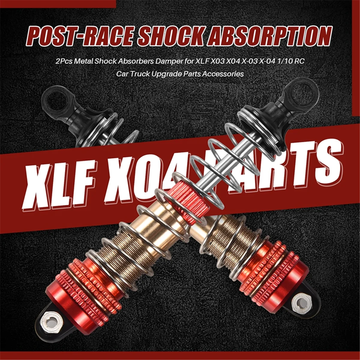 2Pcs Metal Shock Absorbers Damper for XLF X03 X04 X-03 X-04 1/10 RC Car Truck Upgrade Parts Accessories,Red