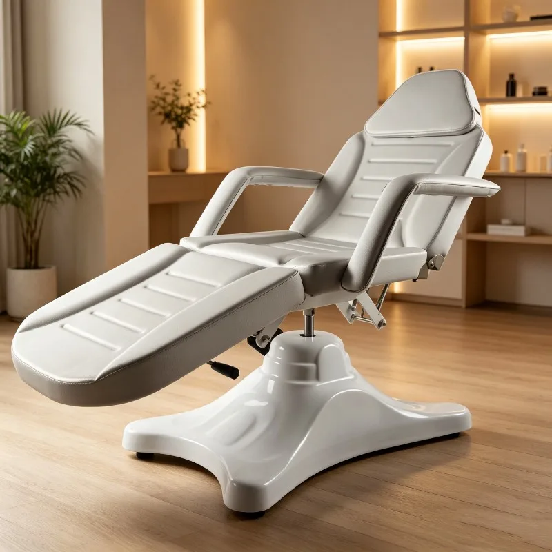 Pure White Iron C-1212 Beauty Bed Chair SPA Medical Cosmetology Anti-Aging Therapy Body Check Eyelash-Modern Design Massage