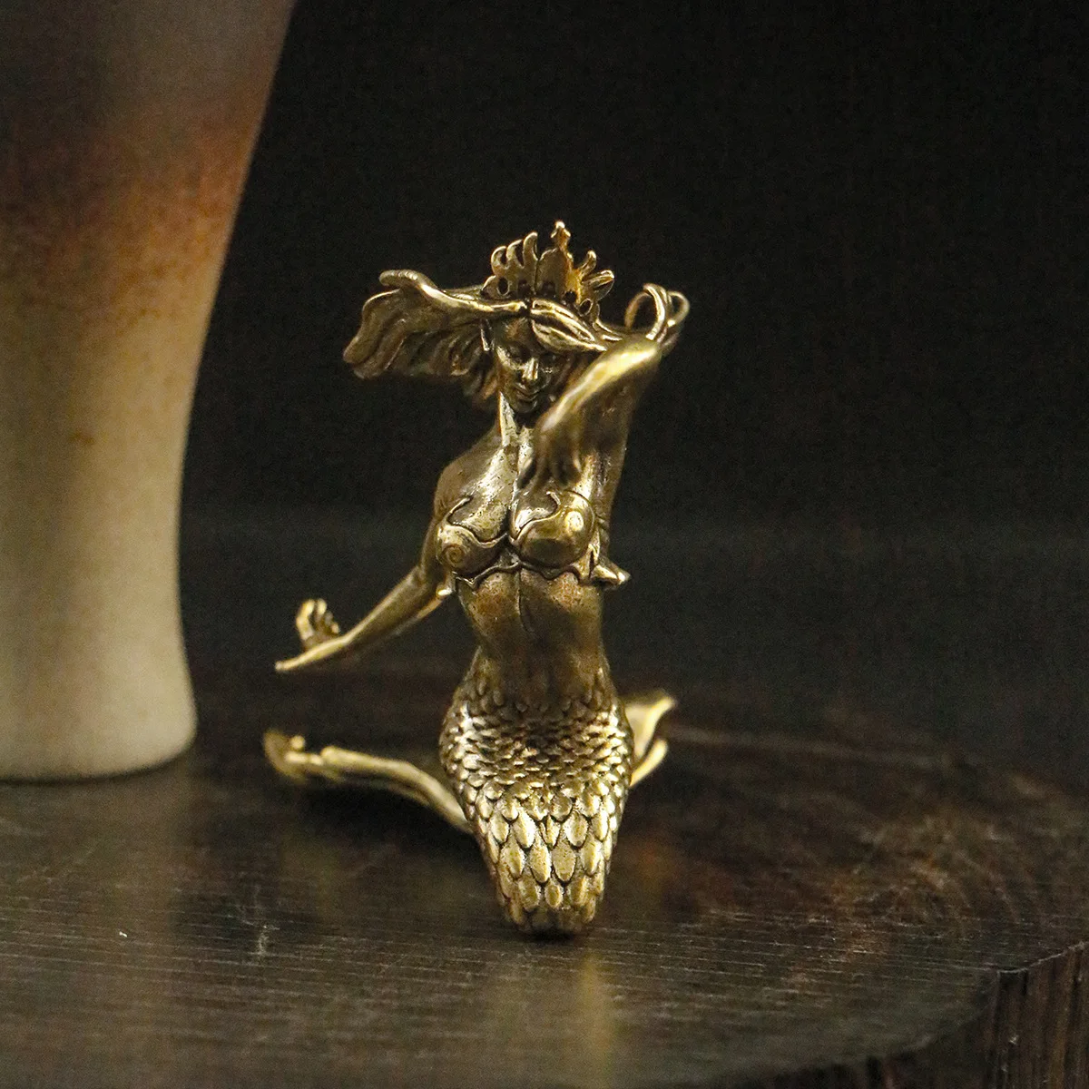 1 piece of new creative vintage brass mermaid princess ornaments office desk decoration