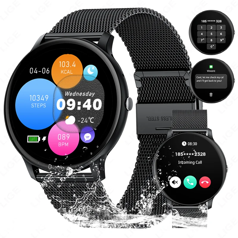 

LIGE SOS Smartwatch 1.39 Inch HD Voice Assistant Bluetooth Call Sports Fitness Smart Watch Men Women For Android IOS 2025 New