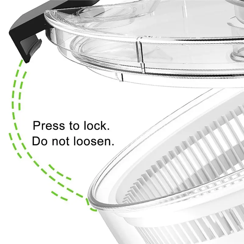 A25F-Salad Spinner Hand Dehydrator,Clear Bowl With Built-In Strainer, Fruit And Veggie Dryer, Easy To Clean Kitchen Tool