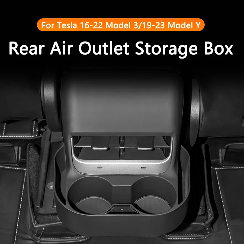 TAJIAN Car Air Outlet Storage Box Rear Anti-kick Storage Expansion Cup Holder Accessories For Tesla Model 3 16-22/Model Y 19-23