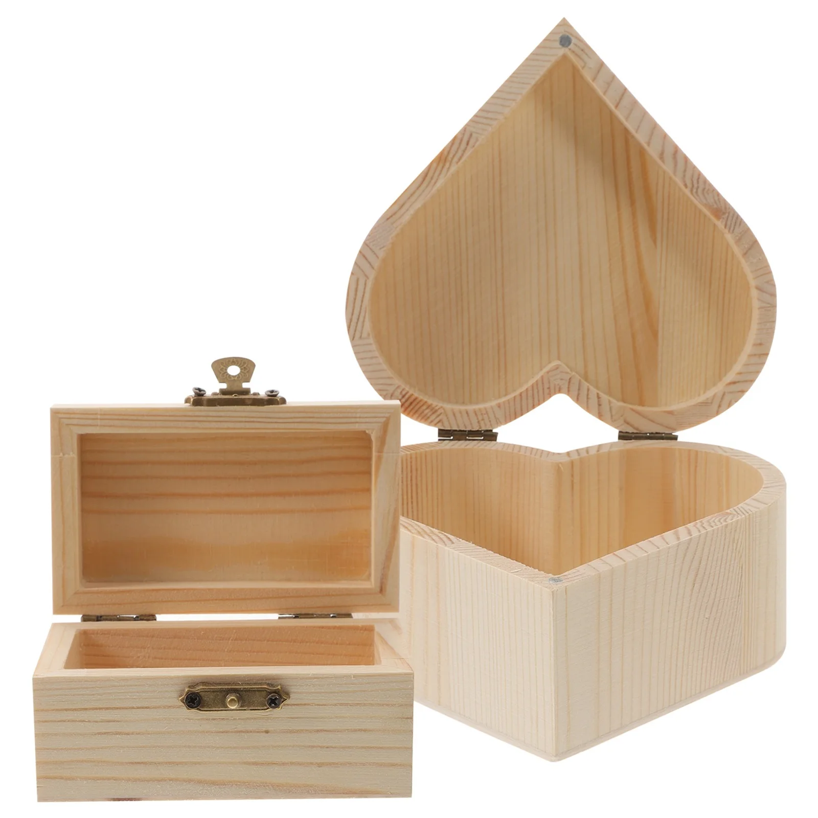 

2pcs Wooden Blank Unfinished Diy Craft Jewelry Organizer Ring Holder Charm Holder Decorative Box Trinket Boxes Necklace Storage