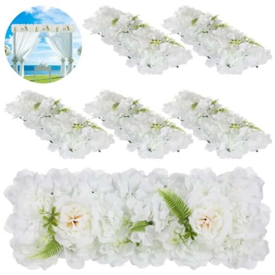 

6 шт. Панели из искусственных цветов для свадебной арки, имитация белой гортензии, цветочные гирлянды, искусственные белые цветы для декора фоновой стены