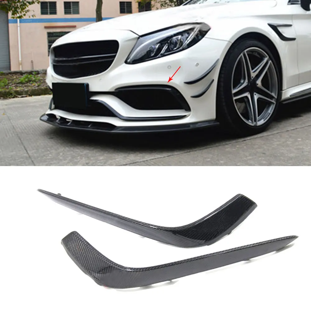 

For C Class Carbon Fiber Front Bumper Foglamp Eyelids Cover Trim for Mercedes Benz W205 C63 AMG C205 C260 C300 Sedan Coupe 15-17