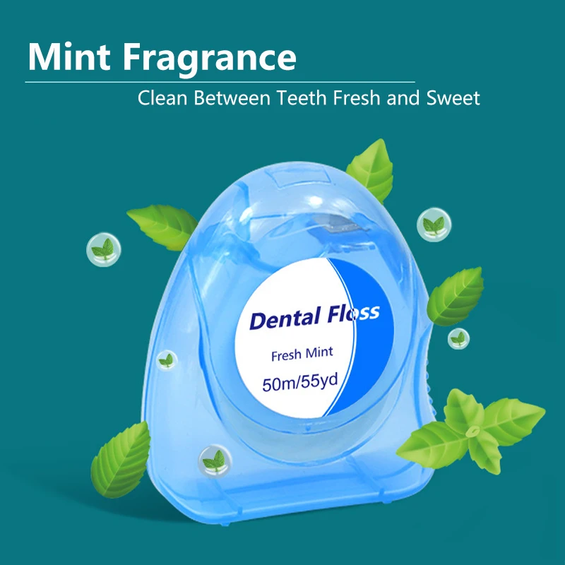 50m/Box Dental Floss Toothpicks Mint Superfine High Tensile Strength Wax Oral Hygiene Teeth Cleaning Teeth Flosser