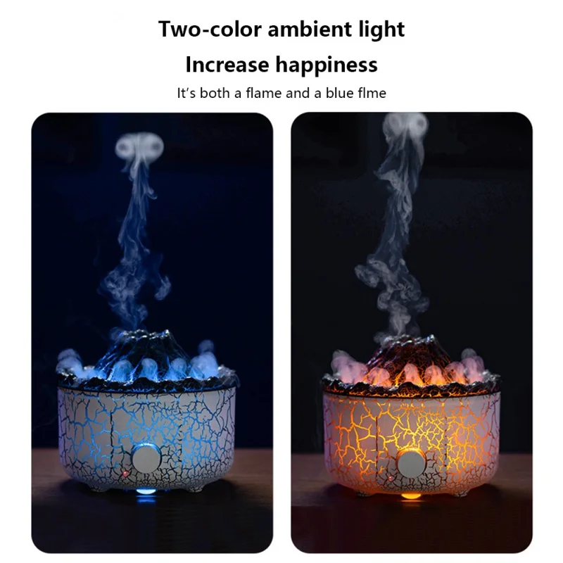 Essential Oil Diffuser Volcanic Flame Jellyfish Smoke Ring Night Light Lamp Fragrance Ultrasonic Atomizing Sprayer