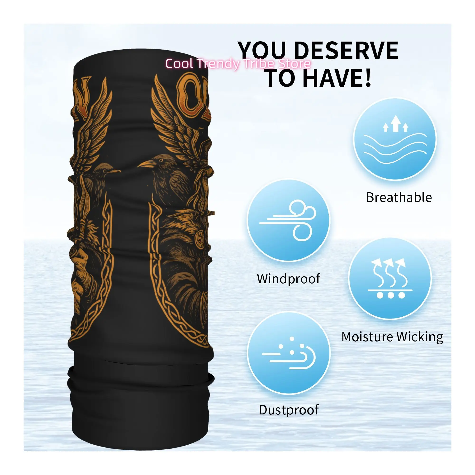 Retro Nordic Style Odin Mysterious Viking Novelty Print Bandana Men Funny Head Scarf Outdoor Fashion Headwrap Gift