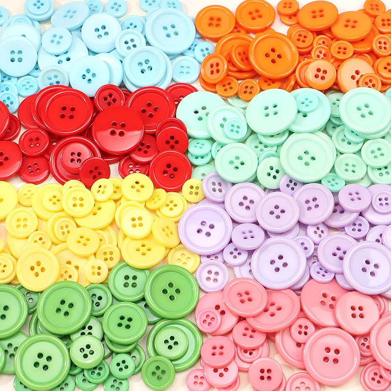 

100g/Pack Resin Buttons Mix Size Sewing Flatback Button 4 Holes For Handmade Sewing Garment Accessories DIY Crafts Decorative