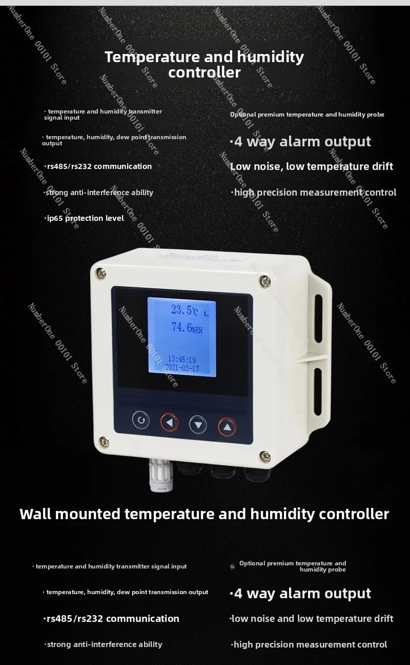 Wall mounted dew point temperature and humidity controller