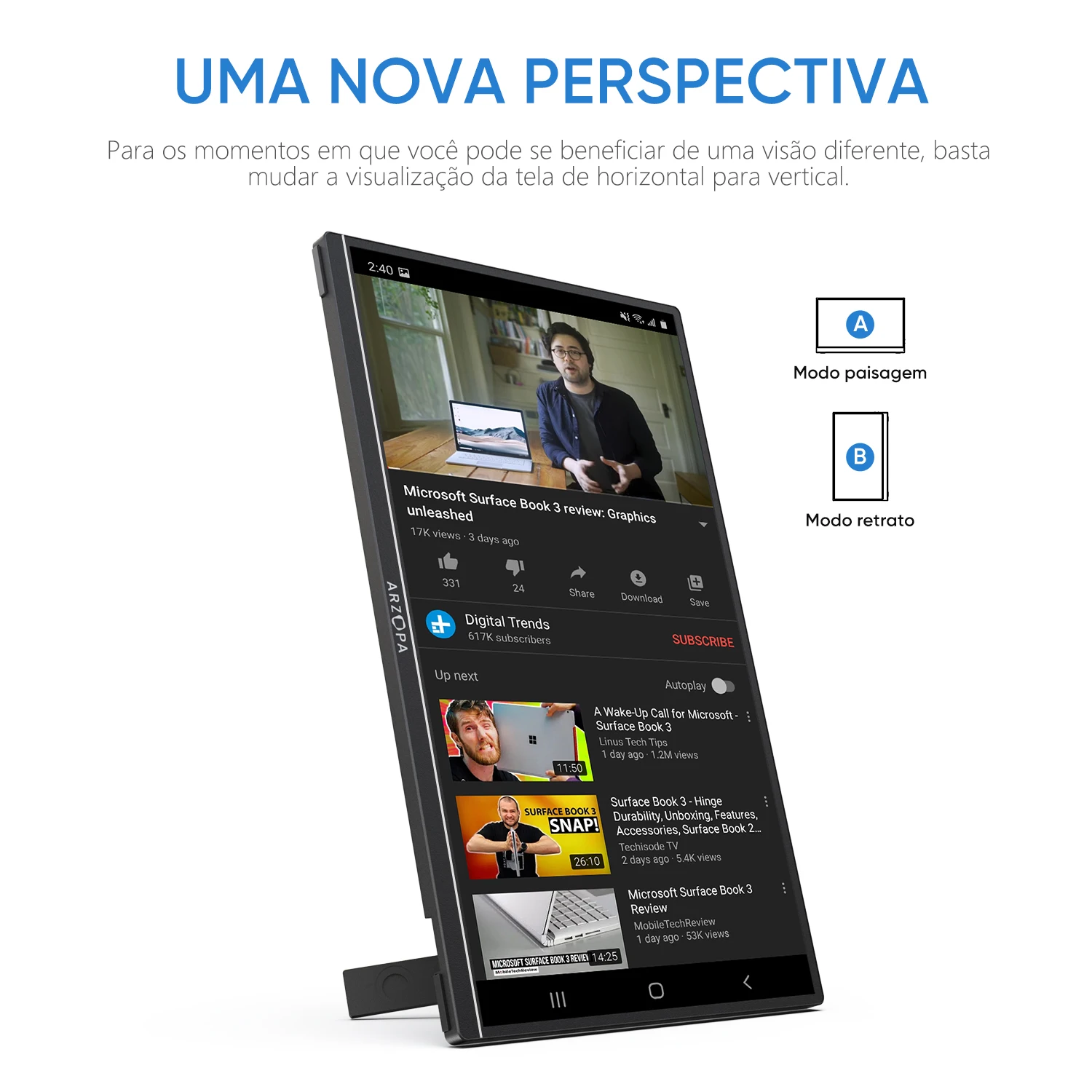 [produto no brasil]NOVA ARZOPA 16.1 inch 1080P 100% sRGB Monitor Portátil Segundo Monitor de Tela Externa para MAC Laptop PC Xbox/PS/Switch,Z1C