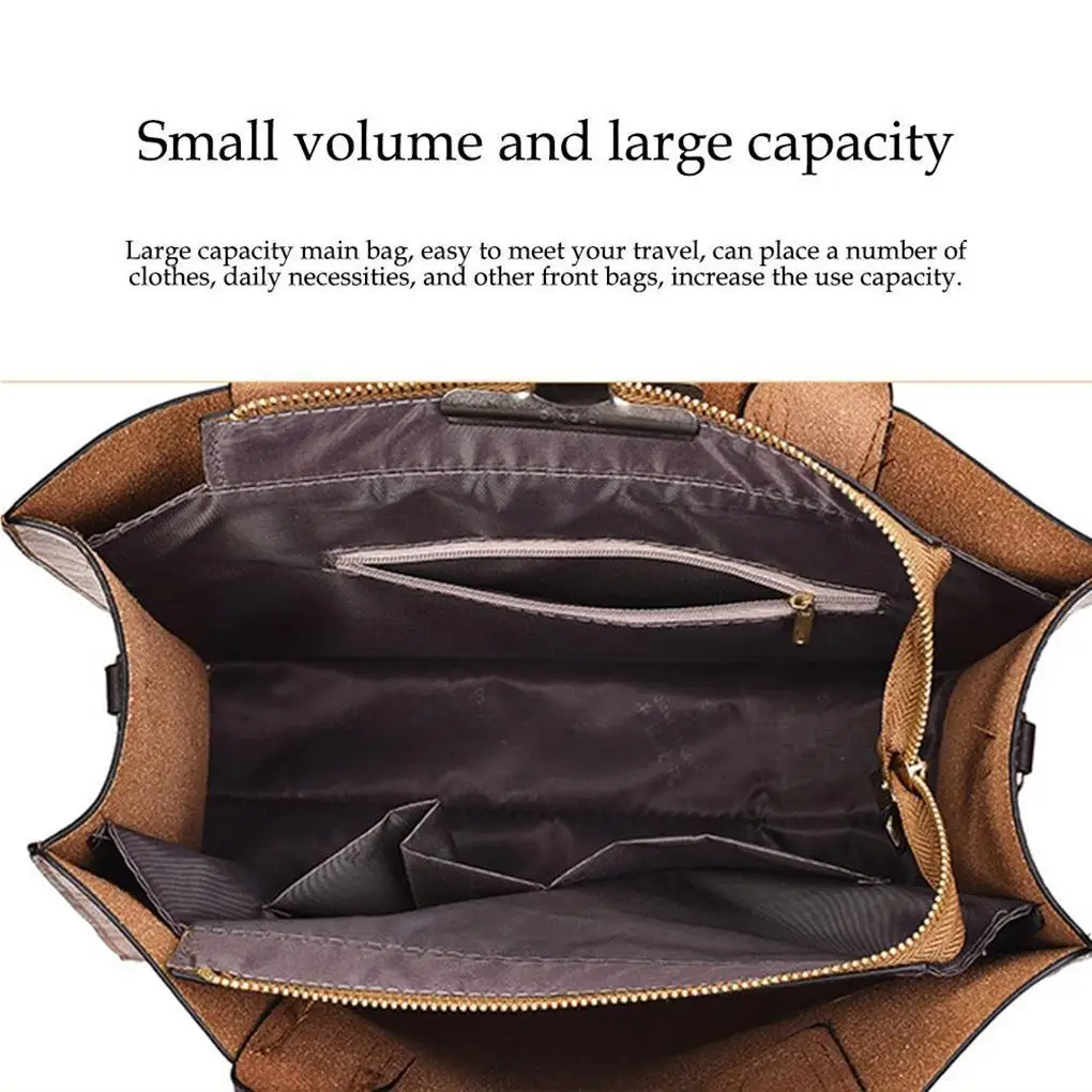 3PCS Luxury Leather Tote Bag High Capacity Woman Shoulder Bags Fashion Women Handbag Clutches Wallet Purse Set