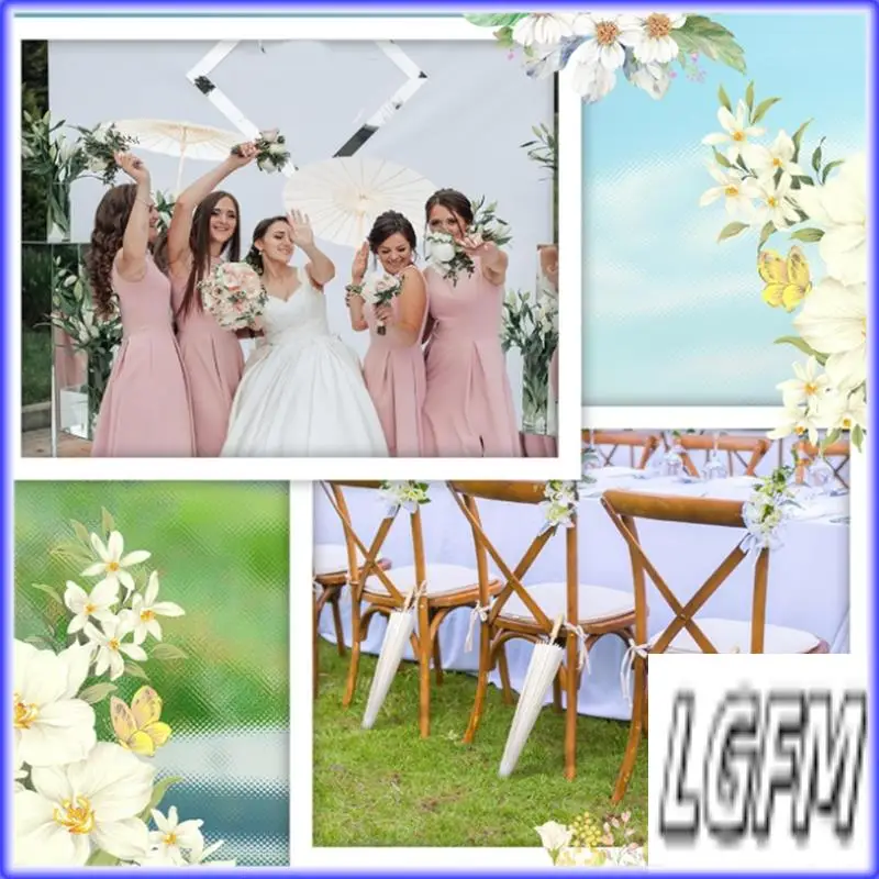 GM-pour décor de fête de mariée de mariage, accessoire de photographie 20 pièces parapluies en papier blanc 19.7 pouces bricolage Parasols en papier huilé