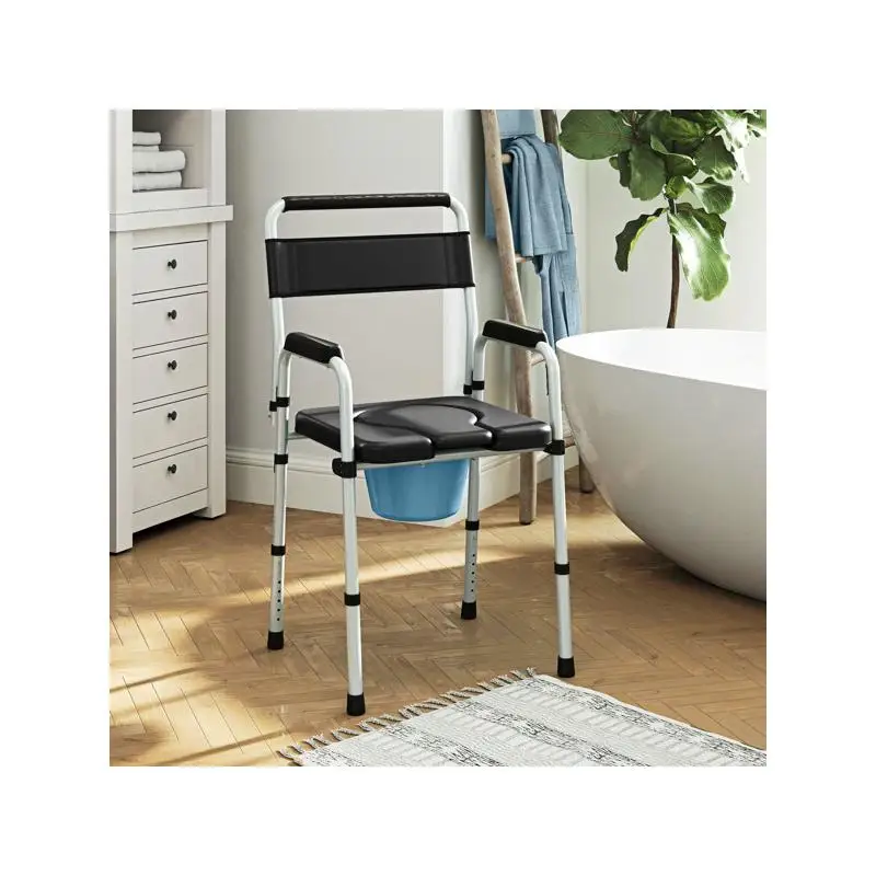 Portable Accessibility Commode Chair for Easy Use, Adjustable Height & Comfortable Design