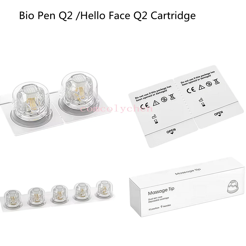 10 piezas Dr. Cartuchos de Agujas de Titanio para Pen Q1S / Bio Pen Q2, 9/14/25 pines Nano, Cabezal para Derma Stamp y Derma Pen