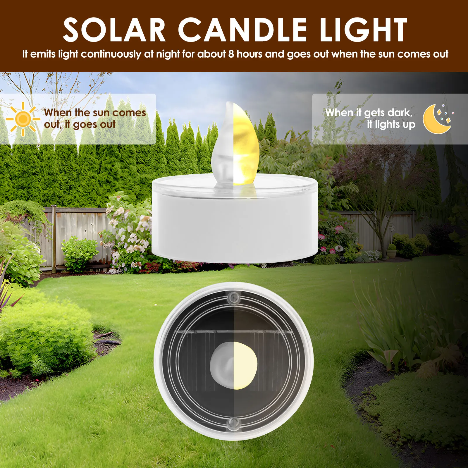 6Pcs Solar Candle Light LED Tea Light Outdoor Waterproof Flameless Flickering Garden Party Lighting Indoor Decor Mood Lighting
